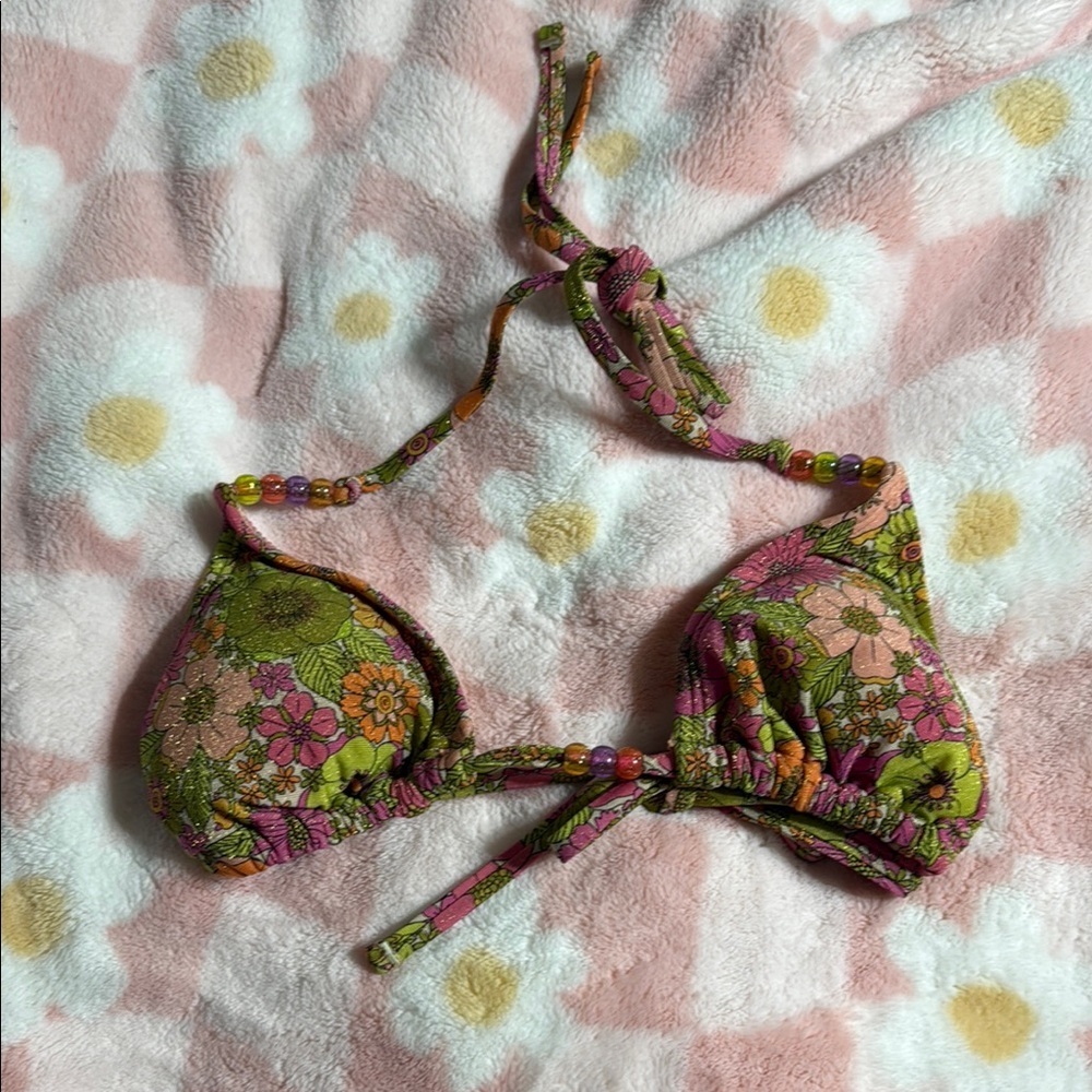 Wild Fable Floral Bikini Top - Pink and Green